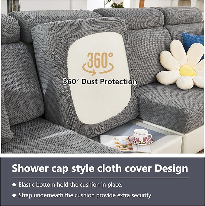 Couch Cushion Covers for Sofa Couch Covers Wear-Resistant Universal Sofa Cover Washable Stretch for Sectional Slipcovers (Texture-Green,Large Single Seat Cover)