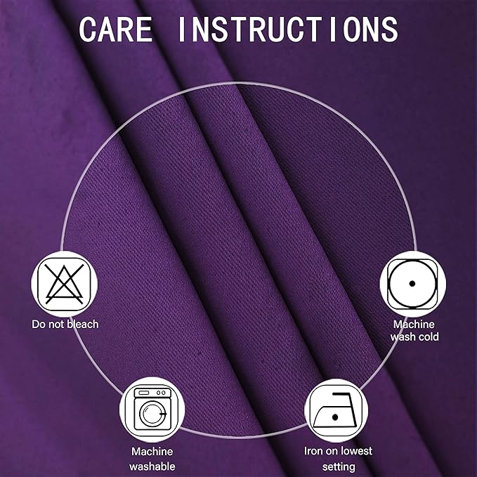 LEMOMO Blackout Curtains 66 x 95 inch/Purple Curtains Set of 2 Panels/Thermal Insulated Room Darkening Bedroom Curtains
