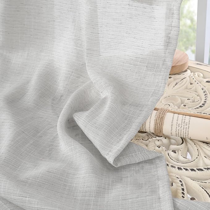 BGment Extra Long 108 Inch Length Curtains for Living Room Windows, Linen Light Gery Drapes Rustic Country Textured for Farmhouse Bedroom Decor Lightweight Rod Pocket, 2 Panels Set, Each 52 Inch Wide