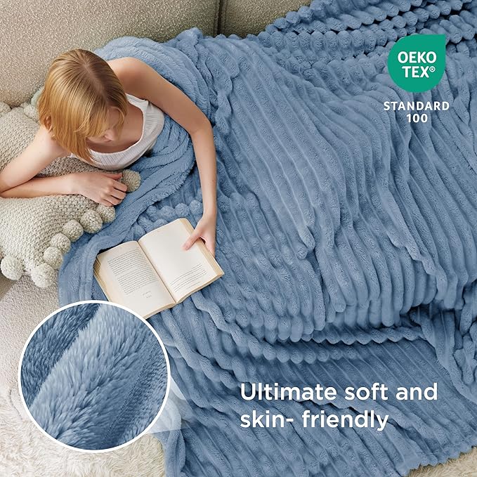 Bedsure GentleSoft Blue California King Size Blanket for Couch - Cozy Soft Blankets for Women, Cute Small Fleece Throws for Girls, Birthday Gifts for Women, 102x96 Inches