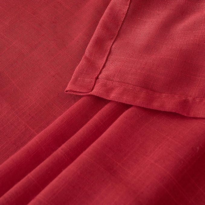 BGment Red Linen Curtains 63 Inches Long for Living Room, Semi Sheer Window Drapes Lightweight Rustic Country Textured Rod Pocket for Dining Bedroom, 2 Panels Set, Each 42 Inch Wide