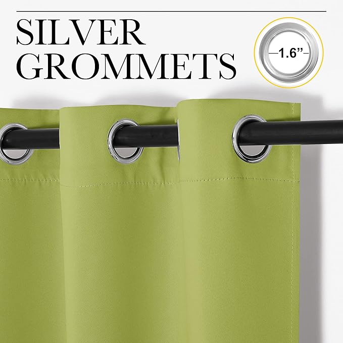 NICETOWN Fresh Green Blackout Curtains 102 inches Length for Living Room, 2 Panels, 55" Wide, Thermal Insulated Long Drapes for Large Window