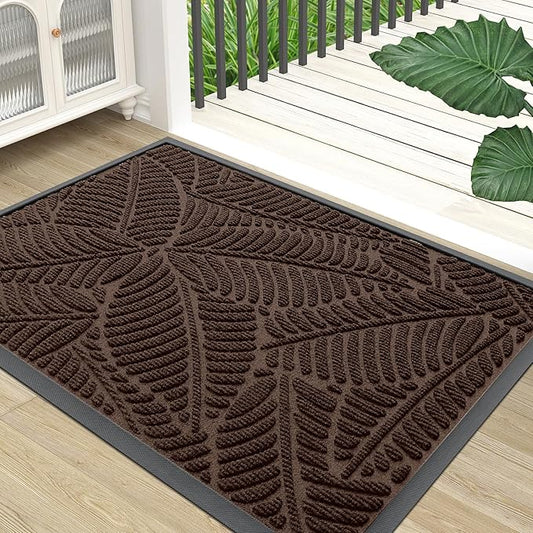 Colorxy Waterproof Doormat, Sturdy Natural Rubber Front Door Mats, Non Slip Low Profile Indoor Outdoor Entrance Mat, Stain Resistant Easy Clean Floor Mat for Patio or Entryway, 47''x17'', Dark Brown