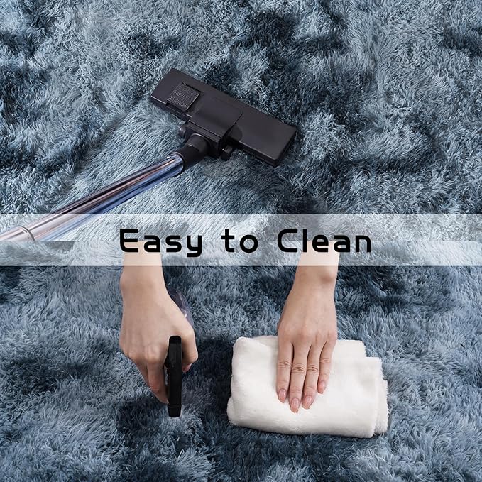 Pionblank Large Rug for Living Room 6x9 Feet, Modern Soft Shag Area Rug, Plush Fuzzy Carpet for Bedroom Girls Boys Room Home Nursery Teens Dorm Decor, Blue Grey