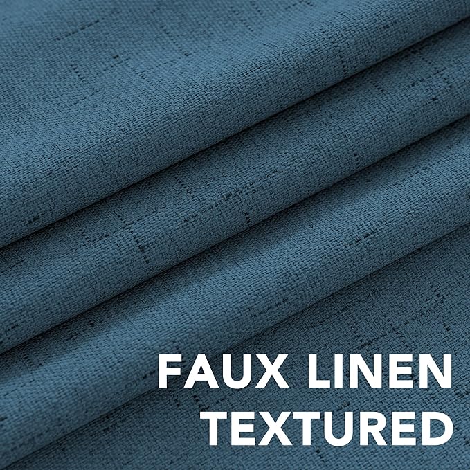 H.VERSAILTEX 100% Blackout Curtains for Bedroom Thermal Insulated Linen Textured Curtains Heat and Full Light Blocking Drapes Living Room Curtains 2 Panel Sets, 42x54 Inch, Blue Sapphire