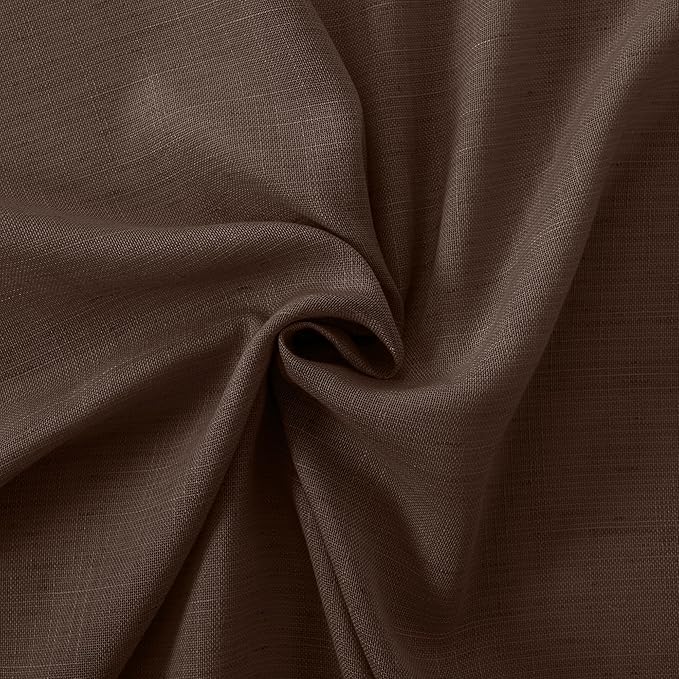 BGment Brown Linen Curtains 80 Inches Long for Living Room, Window Drapes Semi Sheer Rustic Textured for Farmhouse Beroom Dining Room Decor Rod Pocket Lightweight, 2 Panels Set, Each 52 Inch Wide