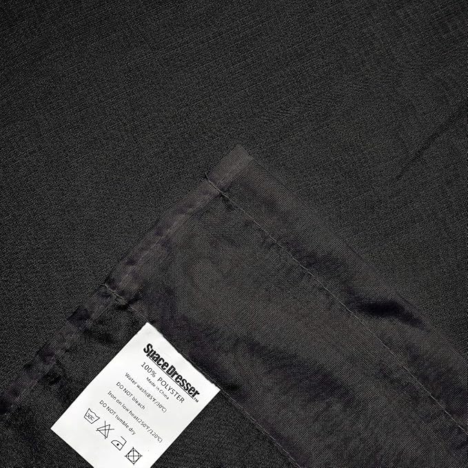 SpaceDresser Sheer Voile Window Treatment Rod Pocket Curtain Panels for Kitchen Bedroom Living Room Drapes Sunlight Filtering Privacy Semi Home Decor Assorted (Black, 52 W x 54 L)