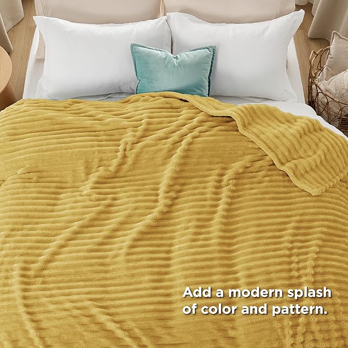 Bedsure GentleSoft Yellow Fleece Blanket for Couch - Cozy Soft Blankets for Women, Cute Small Throws for Girls, 108x90 Inches