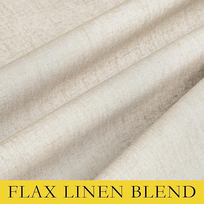 NICETOWN 100% Absolutely Blackout Linen Curtains with Thermal Insulated White Liner, 52" Wide, 2 Panels, 84 inches Long Drapes, Grommet Retro Beige Linen Curtains Vertical Drapes Privacy for Bedroom
