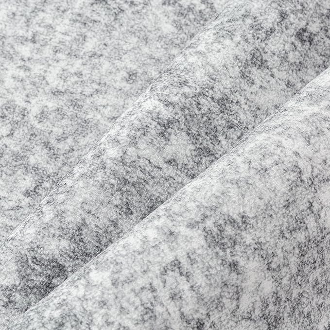PureCozy 9x12 Area Rug Washable Vintage Living Room Carpet Large Indoor Non Slip Grey Bedroom Distressed Low Pile Retro Accent Throw Rug for Dining Room