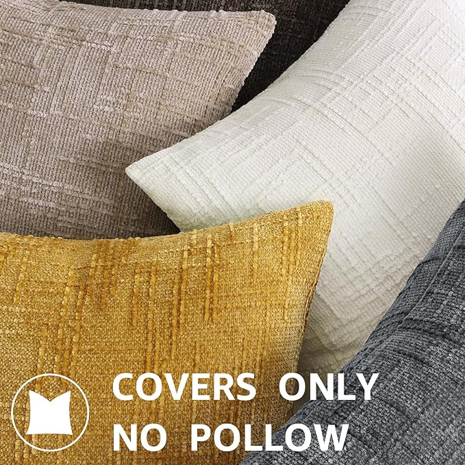 decorUhome Oatmeal Chenille Euro Sham Throw Pillow Covers 26x26 Set of 2 Textured Soft Cozy Slubby Couch Pillow Covers Modern Farmhouse Boho Decorative Pillow Cases for Bed Sofa Living Room