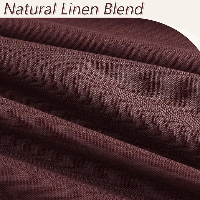 Guken 100% Blackout Curtains 108 Inch Length 2 Panels Set for Living Room Bedroom Back Tab Thermal Insulated Black Out Linen Drapes Room Darkening Reddish Brown,52x108
