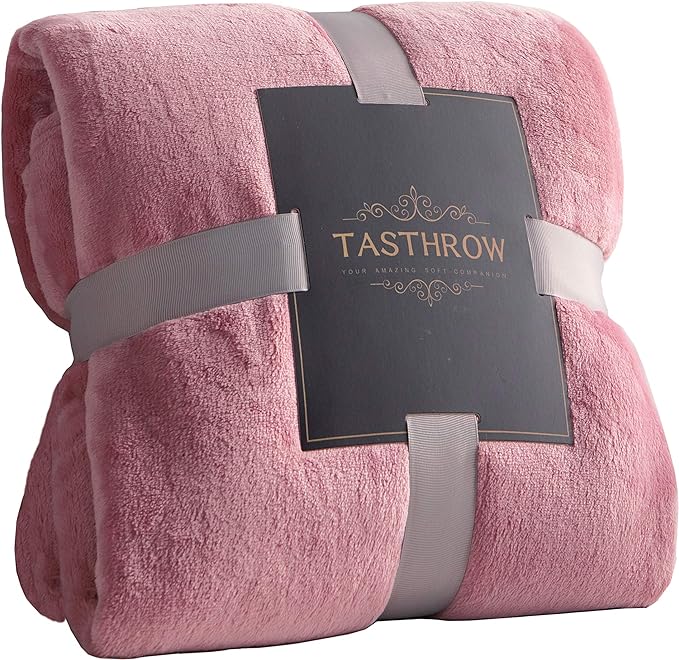 TASTHROW Large Flannel Fleece Throw Blanket, 50×70 Inch - Cozy Lightweight Thick Blanket - All Seasons Suitable for Women, Men and Kids (Pink)