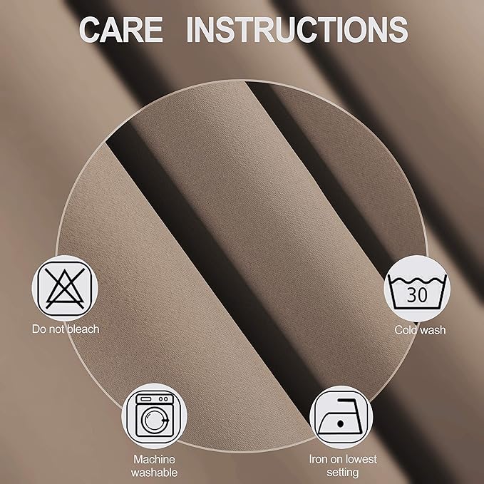 LEMOMO Cappuccino Blackout Curtains 42 x 63 Inch Length/Set of 2 Curtain Panels/Thermal Insulated Room Darkening Blackout Curtains for Bedroom