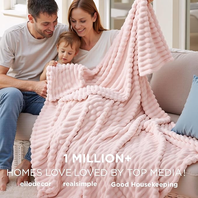 Bedsure GentleSoft Crystal Pink Fleece Blanket for Couch - Cozy Soft Blankets for Women, Cute Small Throws for Girls, 60x80 Inches