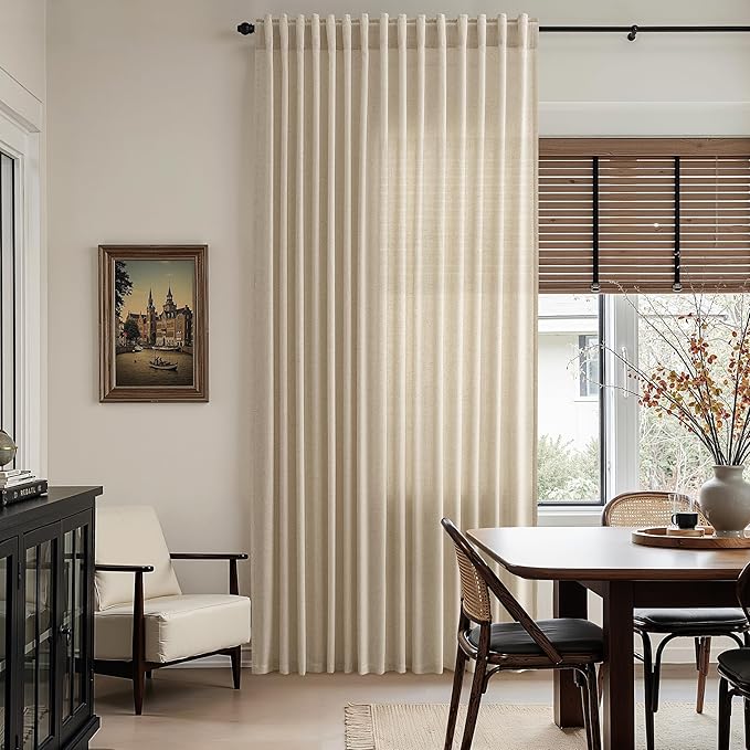 Nanspring Taupe Burlywood Curtains 102 Inches Long for Living Room Linen Light Filtering Rustic Farmhouse Decor Curtains Back Tab Privacy Semi Sheer Curtain for Bedroom Office 52x102, 2 Panels