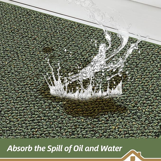 BEQHAUSE Kitchen Runner Rugs 32"x72", Non-Slip Kitchen Mats for Floor, Super Absorbent and Stain Resistant Kitchen Rug, Machine Washable Rugs for Kitchen, Hallway, Laundry & Sink, Green