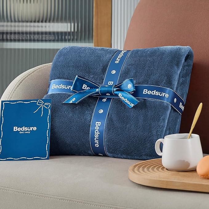 Bedsure GentleSoft Fleece Throw Blanket Mineral Blue - 300GSM Blankets for Couch, Sofa, Bed, Soft Lightweight Plush Cozy Throws for Toddlers, 50x60 inches
