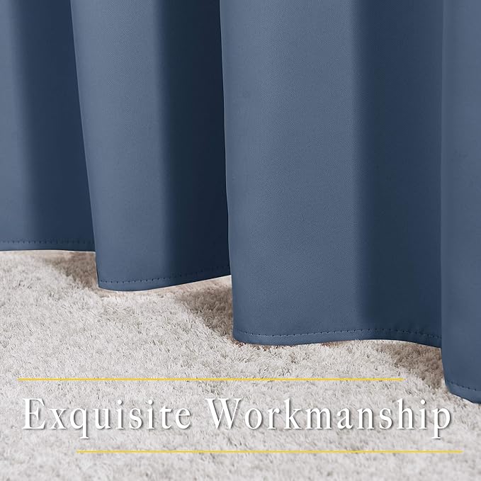 NICETOWN Stone Blue Curtains 84 inch Length 2 Panels, Grommet Thermal Insulated Window Treatments Light & Sound Reducing Drapes for Living Room/Bedroom, W46 x L84
