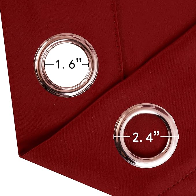 LEMOMO Red Thermal Blackout Curtains/52 x 108 Inch/Set of 2 Panels Room Darkening Curtains for Bedroom