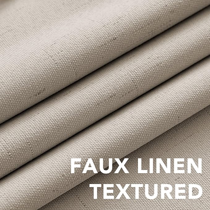 H.VERSAILTEX 100% Blackout Curtains for Bedroom Thermal Insulated Linen Textured Curtains Heat and Full Light Blocking Drapes Living Room Curtains 2 Panel Sets, 42x54 Inch, Cobblestone