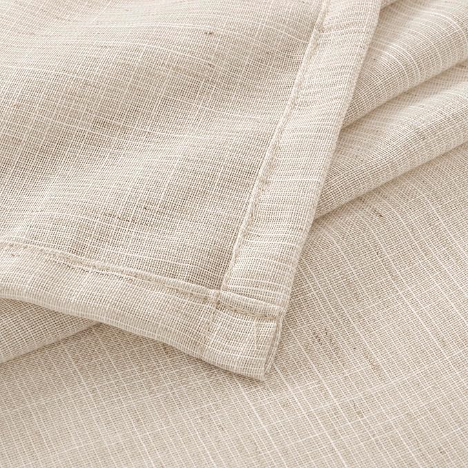 BGment 36 Inch Length Oatmeal Linen Curtains for Kitchen Window - Small Half Drapes Light Filtering Semi Sheer Natural Textured with Rod Pocket for Cafe Bathroom, 2 Panels Set, 30 X 36 Inch
