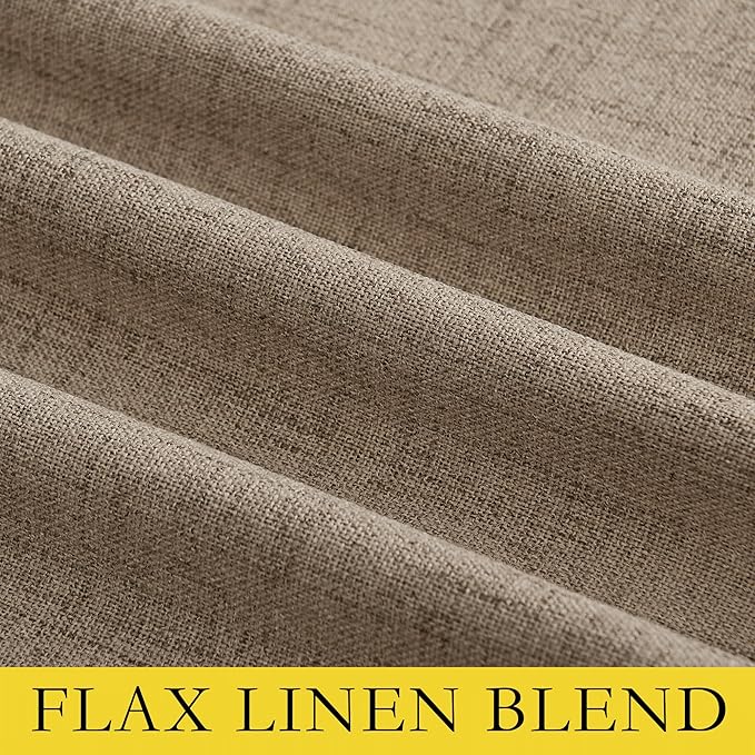 NICETOWN Burlap Vintage Open Linen Weave Flax Thermal Curtains, 100% Blackout Curtains 102" Long for Dining Room, Soundproof Window Treatment Drapes for Home Office, 62" Wide Per Panel, Set of 2