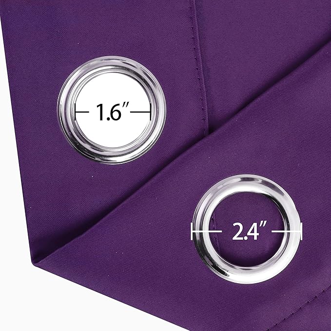 LEMOMO Blackout Curtains 66 x 84 inch/Purple Curtains Set of 2 Panels/Thermal Insulated Room Darkening Bedroom Curtains