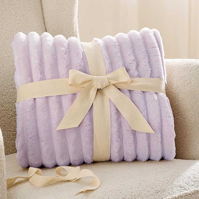 Bedsure GentleSoft Lavender Fog Fleece Blanket for Couch - Cozy Soft Blankets for Women, Cute Small Throws for Girls, 60x80 Inches