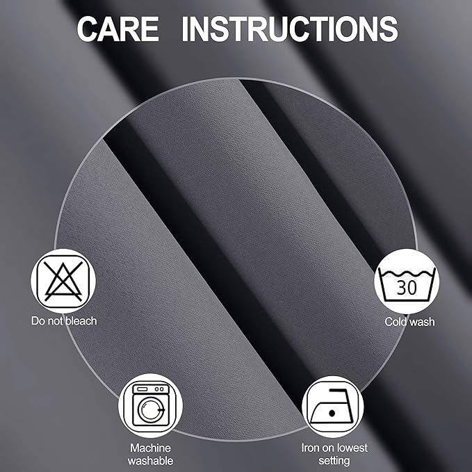 LEMOMO Blackout Curtains 66 x 84 inch/Grey Curtains Set of 2 Panels/Thermal Insulated Room Darkening Bedroom Curtains