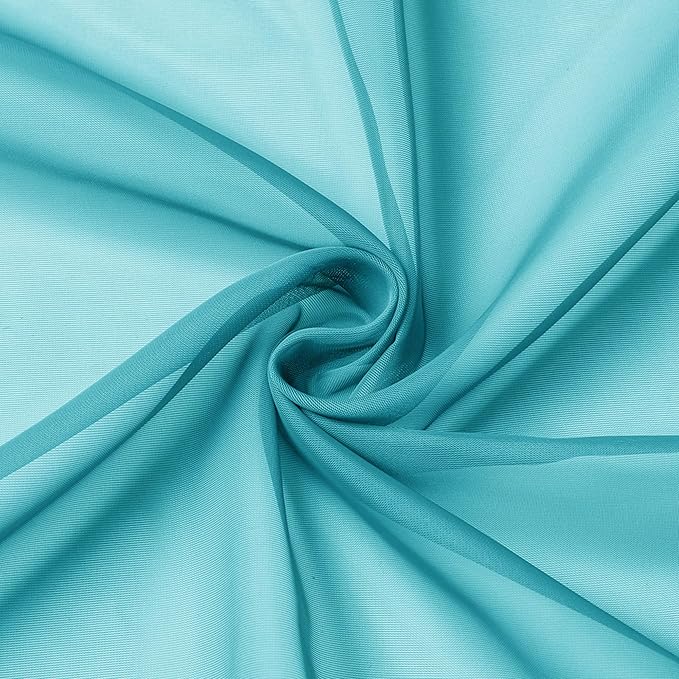Aiyufeng Turquoise Sheer Curtains 45 Inch Length 2 Panels Set, Light Filtering Airy Rod Pocket Turquoise Window Curtain Treatment Drapes for Kitchen Bedroom Living, Each 42Wx45L Inches