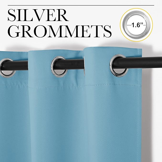 NICETOWN Teal Blue Blackout Curtains 90 inches Length for Living Room, 2 Panels, 55" Wide, Thermal Insulated Long Drapes for Large Window