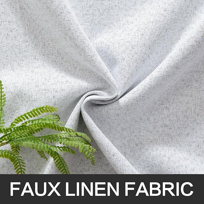 MIULEE Linen Texture Curtains for Bedroom Solid 100% Blackout Thermal Insulated Grayish White Curtains Grommet Room Darkening Curtains/Drapes for Living Room Nursery 52x96 Inch (2 Panels)