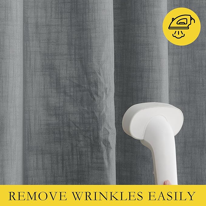 NICETOWN 100% Absolutely Blackout Linen Curtains with Thermal Insulated White Liner, Dove Grey, W62, 2 Pieces, Noise Reducing Textured Linen Look Curtains for Windows 120 inch Length for Classroom