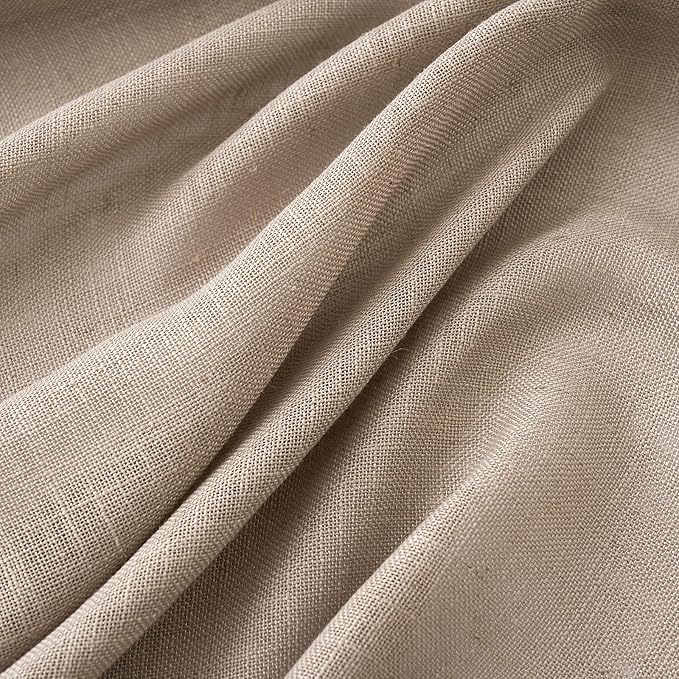 MIULEE Taupe Linen Curtains 90 Inch Length 2 Panels for Bedroom Living Room, Soft Thick Linen Textured Window Drapes Semi Sheer Light Filtering Back Tab Rod Pocket Burlap Look Decor, W37xL90