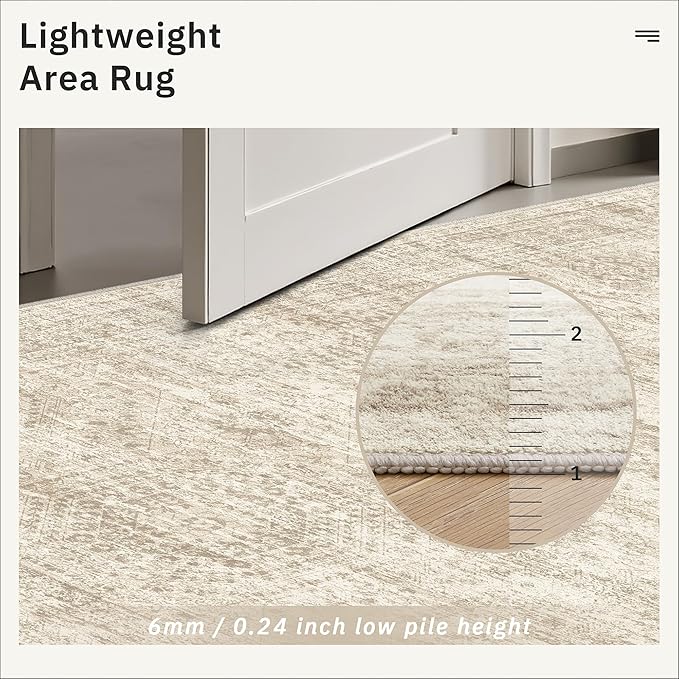 Hallway Runner 3x14 - Runner Rugs 14ft Washable Entryway Rug Vintage Kitchen Runners Non Slip Indoor Rug Farmhouse Carpet Runner for Bathroom Living Room Bedroom, Beige
