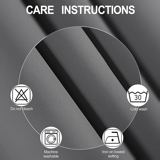 LEMOMO Grey Blackout Curtains/52 x 95 Inch/Set of 2 Panels Thermal Insulated Room Darkening Curtains for Bedroom