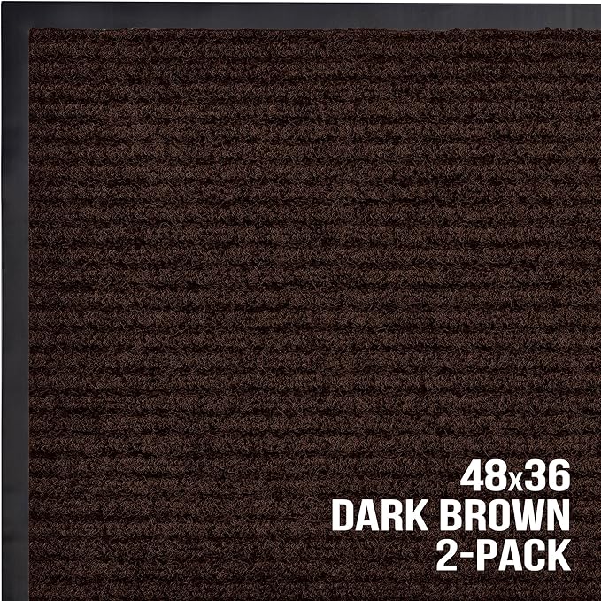 Sierra Concepts Front Door Mat X-Large Welcome Floor Mats - Entryway Indoor Outdoor Entrance Doormat, Patio, Porch, Muddy Dog Shoe, Inside Outside Low Profile 48x36in, 2-Pack Dark Brown