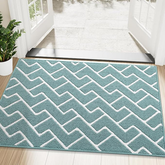 OLANLY Front Door Mat, Non-Slip Rubber Backing, Dirt Resistant and Absorbent, Washable, Easy to Clean Low-Profile Indoor Doormat for Back Door, Entryway, Inside Entrance, 48x32, Sage Green