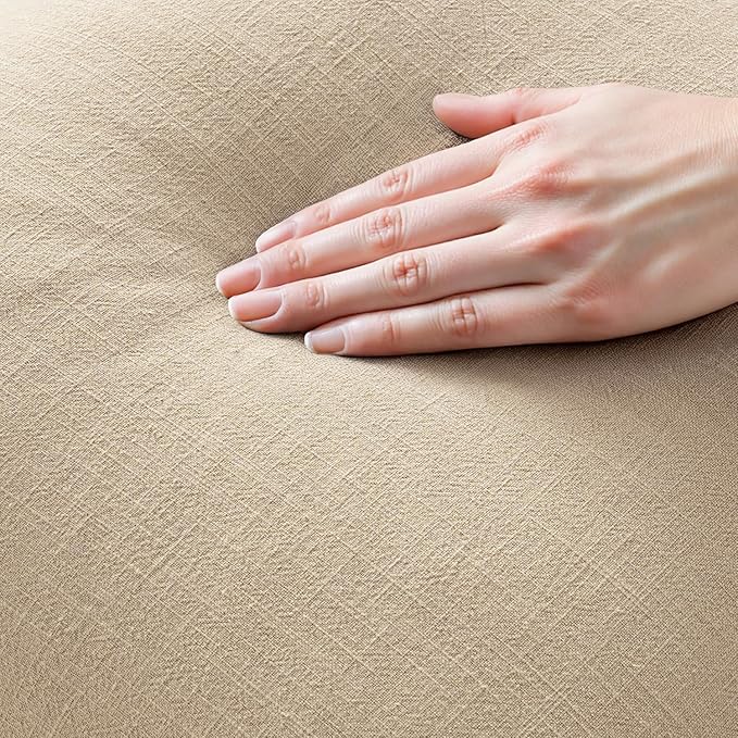 MIULEE Decorative Throw Pillow Covers Neutral Linen Fringe Throw Pillows Euro Shams Set of 2 Beige Boho Farmhouse Cushion Covers for Couch Sofa Bed Living Room Spring Home Decor 22x22 Inch