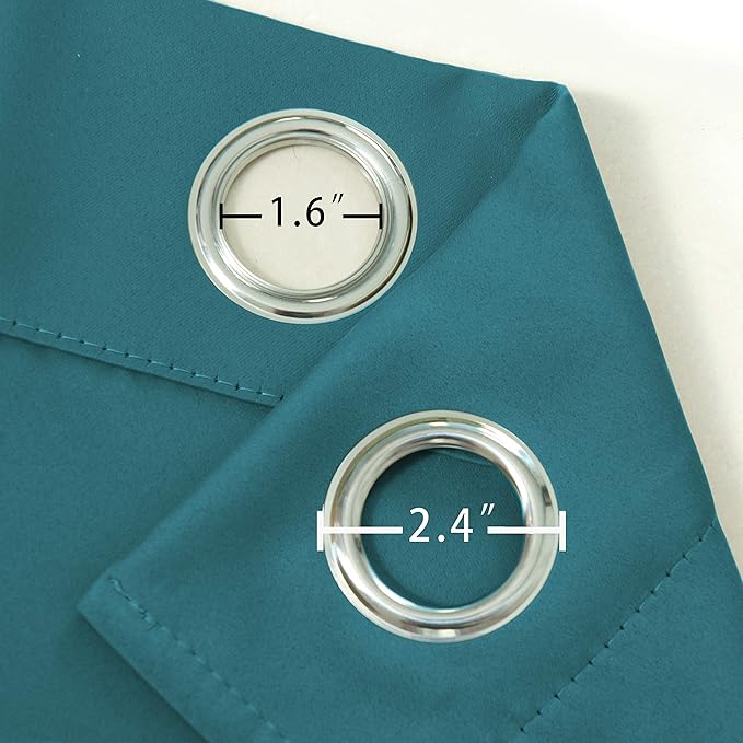 LEMOMO Sea Teal Thermal Blackout Curtains/42 x 72 Inch/Set of 2 Panels Room Darkening Curtains for Bedroom
