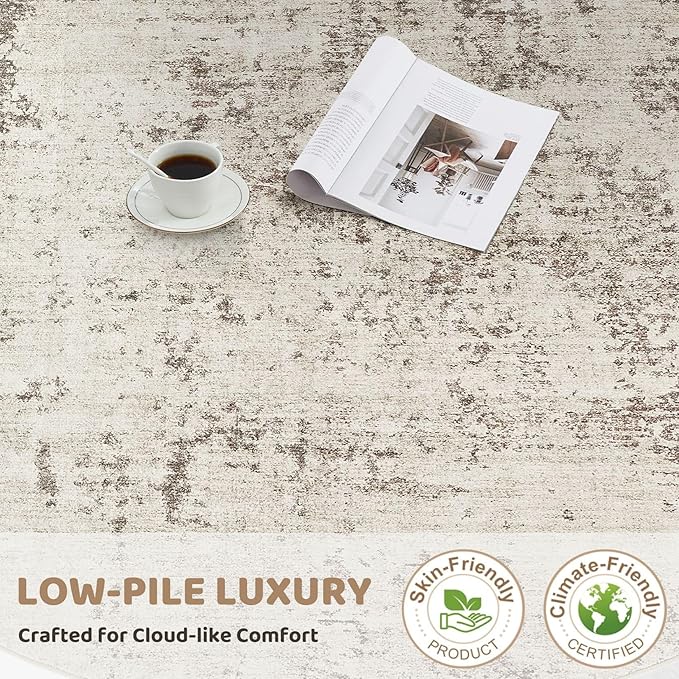 UERMEI 10x12 Area Rug Living Room Rugs - Washable Neutral Modern Abstract Soft Thin Large Rug Indoor Floor No Slip Rug Carpet for Bedroom Under Dining Table Home Office Decor - Dark Brown
