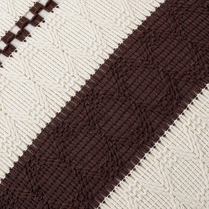 Fancy Homi Set of 1 Boho Brown Long Lumbar Decorative Throw Pillow Cover 14x24 Inch for Couch Bed Sofa Chair, Modern Organic Farmhouse Home Decor, Soft Cotton Cute Accent Rectangle Cushion Case