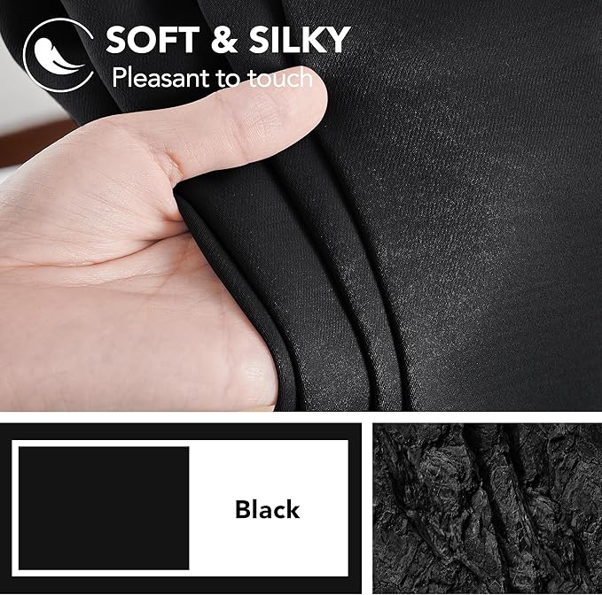 Deconovo Short Blackout Curtains for Small Windows Thermal Insulated Rod Pocket and Back Tab Curtains 42Wx45L Inch Black 2 Panels