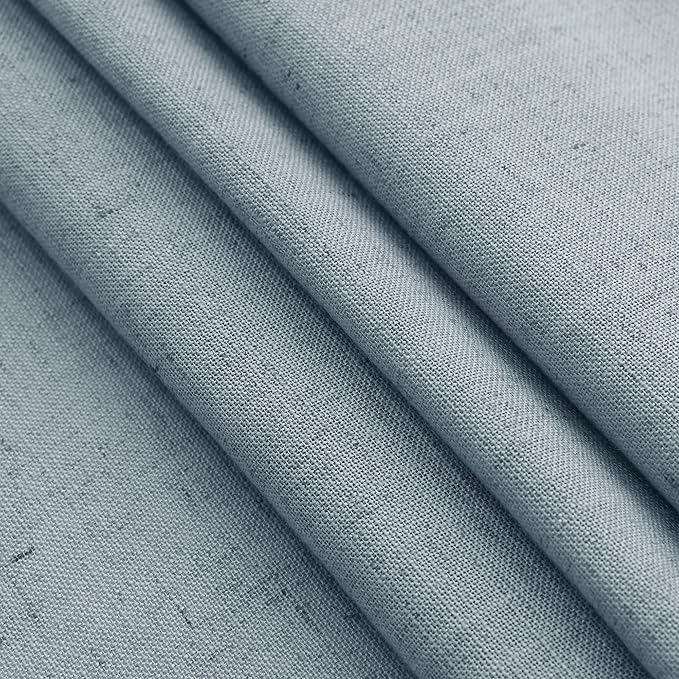 Light Blue Linen Curtains 63 Inches Long 2 Panel Sets for Living Room Bedroom Rod Pocket Back Tab Light Filtering Drape for Kitchen Window Short Protect Privacy Curtain Modern Farmhouse Decor 52x63