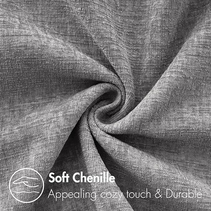 MIULEE Pack of 2 Couch Throw Pillow Covers 12x20 Inch Soft Dark Gray Chenille Lumbar Pillow Covers for Sofa Living Room Solid Dyed Cases