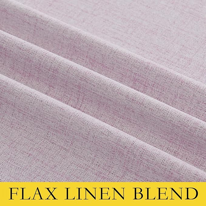 NICETOWN Pink Vintage Linen 100% Blackout Curtains for Living Room, Thermal Insulated Curtains 48" Long, Noise Reducing Window Treatment Drapes for Hall Room, 52" Wide Per Panel, Set of 2