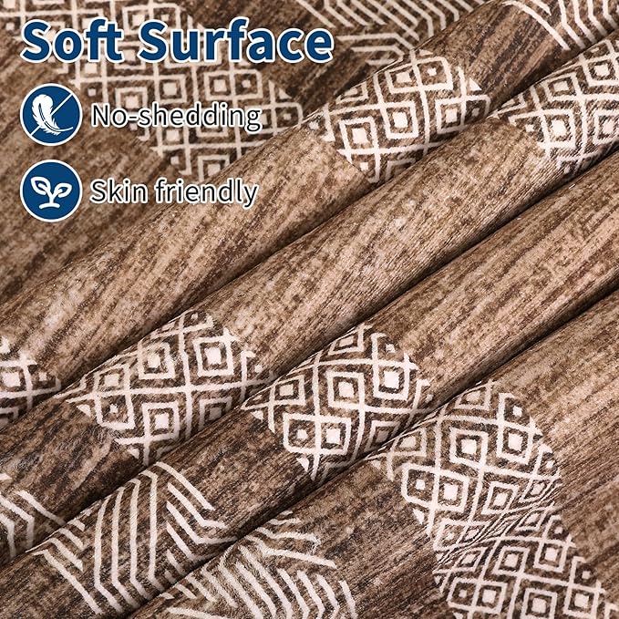 GarveeHome Small Bedroom Area Rug 3x5 Bordered Area Rug for Living Room Nursery Non Slip Kitchen Throw Carpet Low Pile Modern Rugs Washable Bathroom Mat Soft Brown Rugs for Laundry, Dark Brown