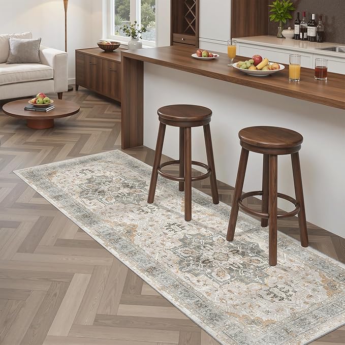 Madane Hallway Runner Rug - 2x5 Rug Runner Washable Runner Rugs Non-Slip Low-Pile Kitchen Runner Rug Laundry Room Rug Throw Carpet for Entrance Bedroom Living Room (2'x5', Light Taupe Brown)