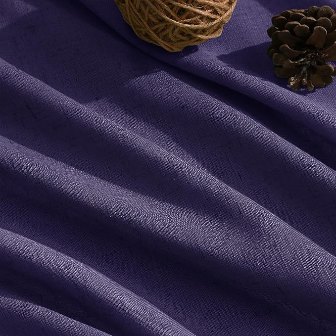 Nanspring Purple Linen Blend Light Filtering Back Tab Curtains 108 Inches Long, Semi Sheer Privacy Drapes for Living Room & Bedroom, 52x108 inch, 2 Panels
